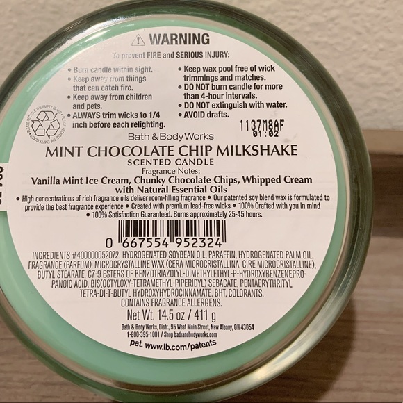 BBW Mint Chocolate chip Milkshake candle - Picture 7 of 10